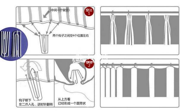 窗帘挂钩的4种穿法,窗帘挂钩怎么挂?图文教程一看即会！