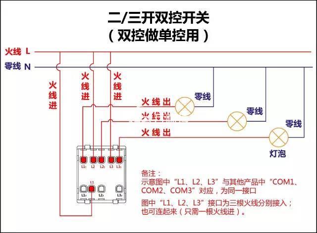 双控开关电路图有几种接法?控制开关接线图-万师傅