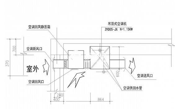空调风机盘管安装方法示意图