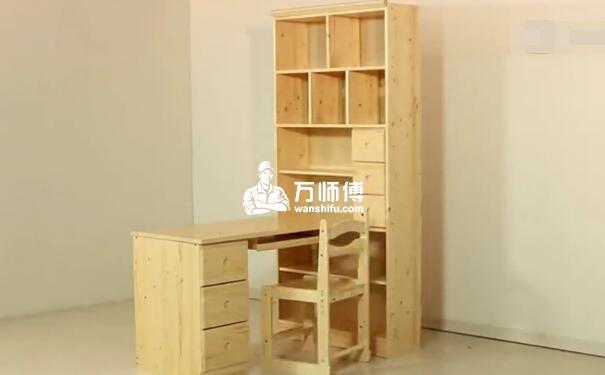 成品组合式墙角转角书桌带书柜组装方法